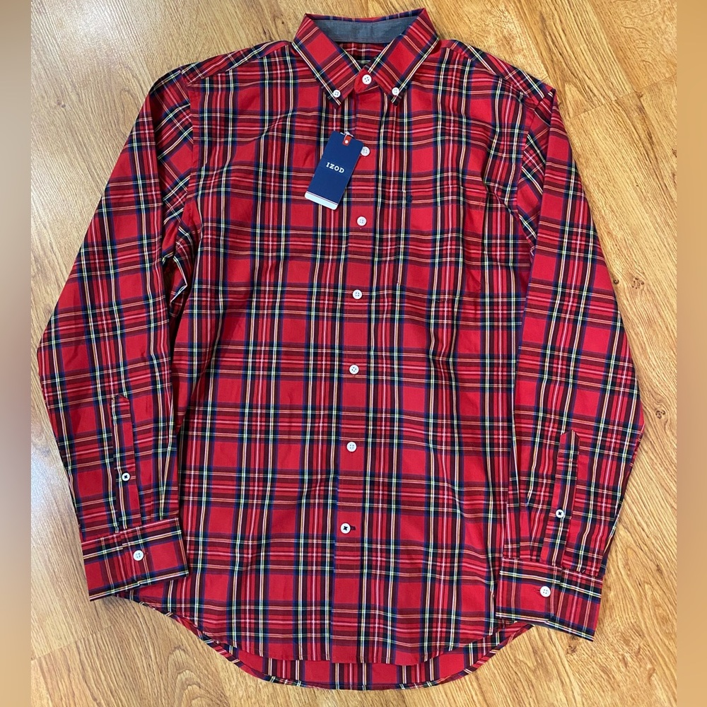Men’s Christmas Red Tartan Plaid Button Down